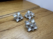 VINTAGE MOTHER OF PEARL AND RHINESTONE TUXEDO SHIRT STUDS