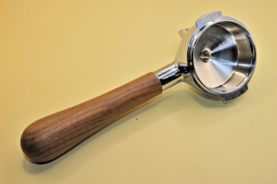 Siebträger 58mm, Nußholz, Einerauslauf für Rancilio, ECM, Expobar, Profitec.