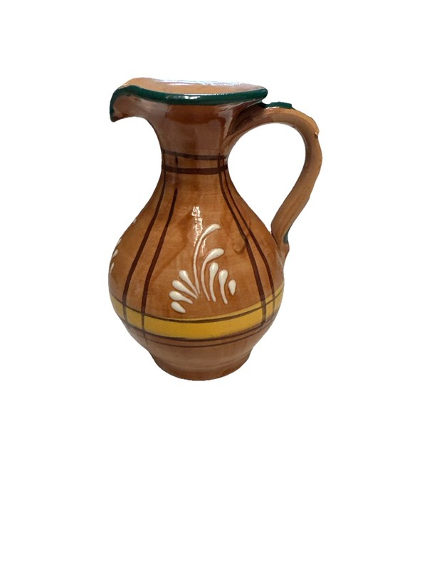Vintage Hand Painted Ceramic Pottery Pitcher Made In Italy Marked