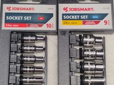 Jobsmart 19pc Socket Set 3/8" Metric MM 9pc & 1/4" SAE 10pc CR-V Lifetime Tool