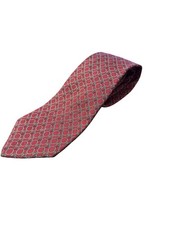 Vintage Yves Saint Laurent Red Silk Tie Geometric Circle Pattern Italy