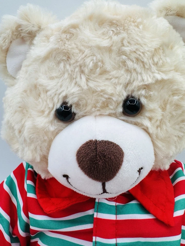 Build A Bear 17” oso tostado ondulado con 2 piezas pijama de Navidad a rayas BAB 2019-20 Foto 2 de 4