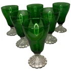 Set of 6 Vintage Anchor Hocking Burple Emerald Green Tea Glass Footed Goblet 6"