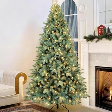4Ft Prelit Artificial Christmas Tree, Blue Spruce Xmas Tree with Lights & Easy S