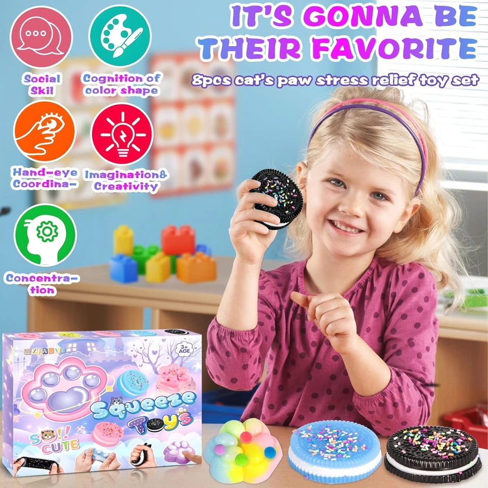 4Stück Biscuit Katzenpfoten Squishy Set Kawaii Mochi Squishy für Stressabbau - Bild 4 von 4