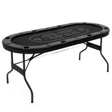 1.8m Foldable Poker Table for Blackjack Texas Hold’em Casino Leisure Game-Blue