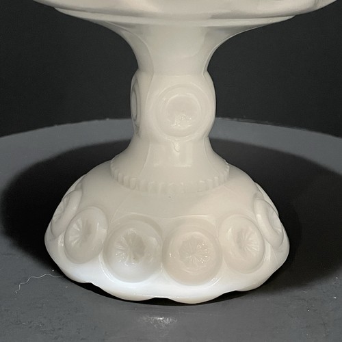 Moon and Star Milk Glass L. E. Smith Glass Lidded Compote Dish 10” Tall 6” Wide - Picture 6 of 21