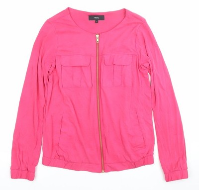Next Damenbluse rosa Langarm Reißverschluss UK 8 Modalmischung