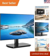 Sturdy Swivel Tabletop TV Stand for 27-60 Inch TVs, Easy Assembly & Adjustable