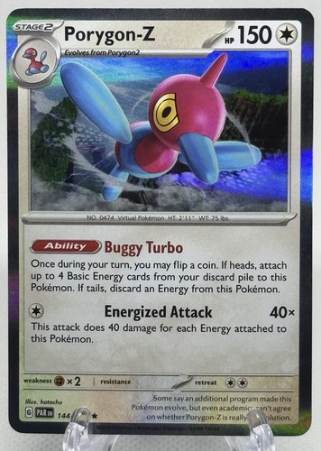 Pokemon TCG Porygon-Z 144/182 Sv04: Paradox Rift Holo Rare - Picture 2 of 3