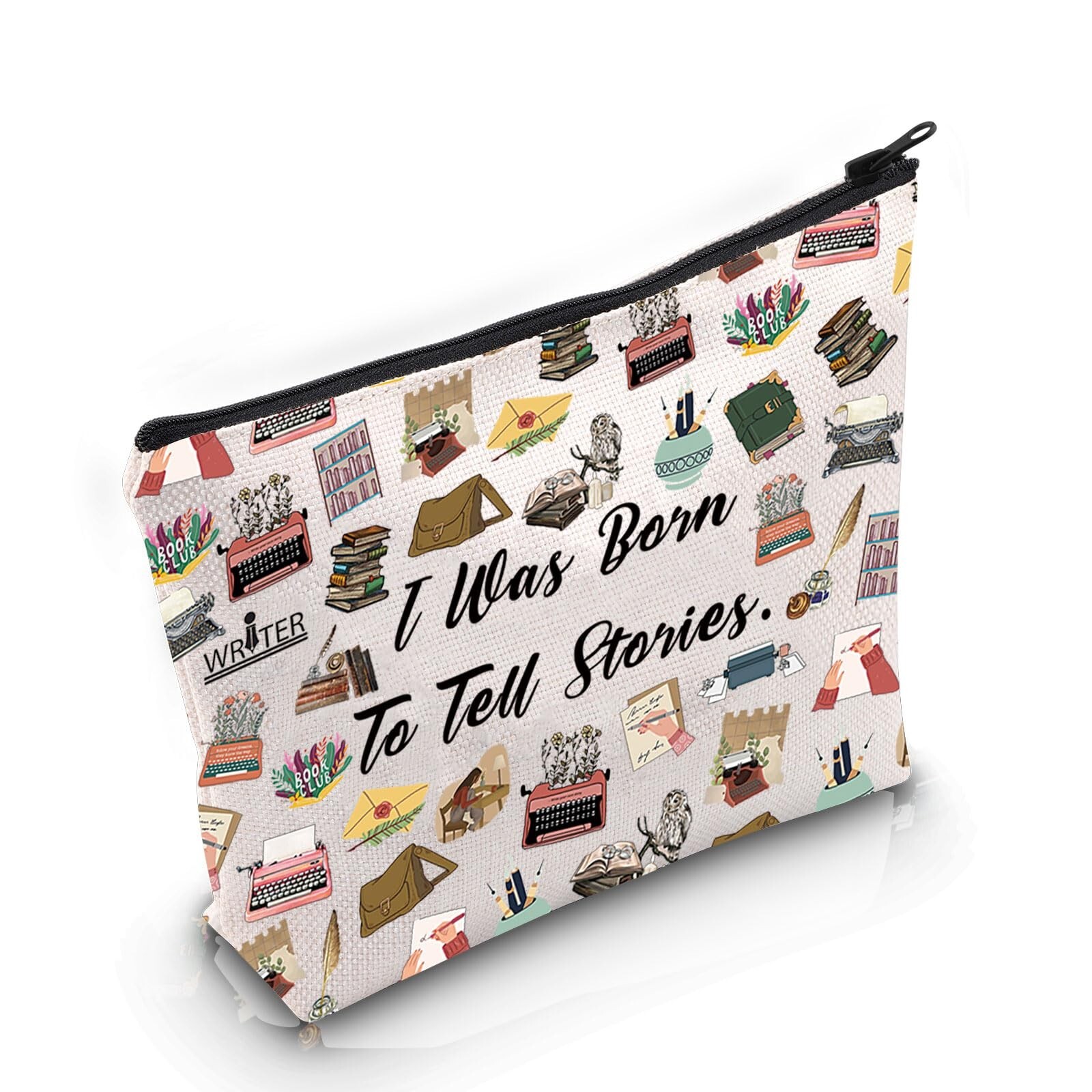 VAMSII Writer Appreciation Gift I Was Born To Tell Stories Makeup Bag Writing...