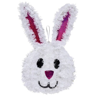 Happy Easter Bunny Face  8.5 x 11.8 x 1.25 Tinsel Door Wall Hanger FREE SHIPPING