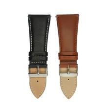 32mm Genuine Leather Watch Band Strap Brown Black Stainless Steel Buckle Men Big