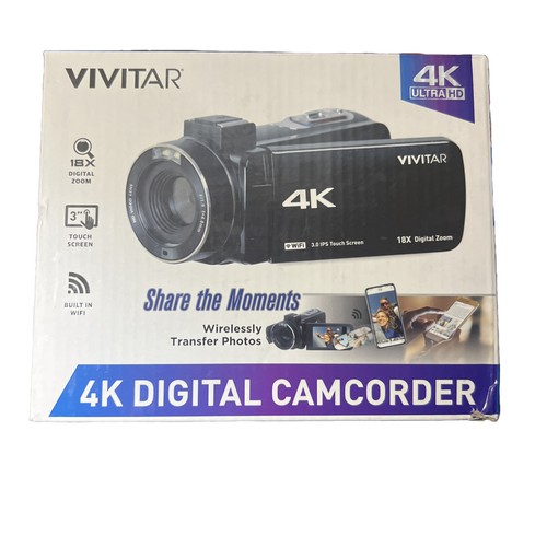 Vivitar Pro 4K Ultra HD Digital Camcorder, WiFi, Night Vision, 32GB SD