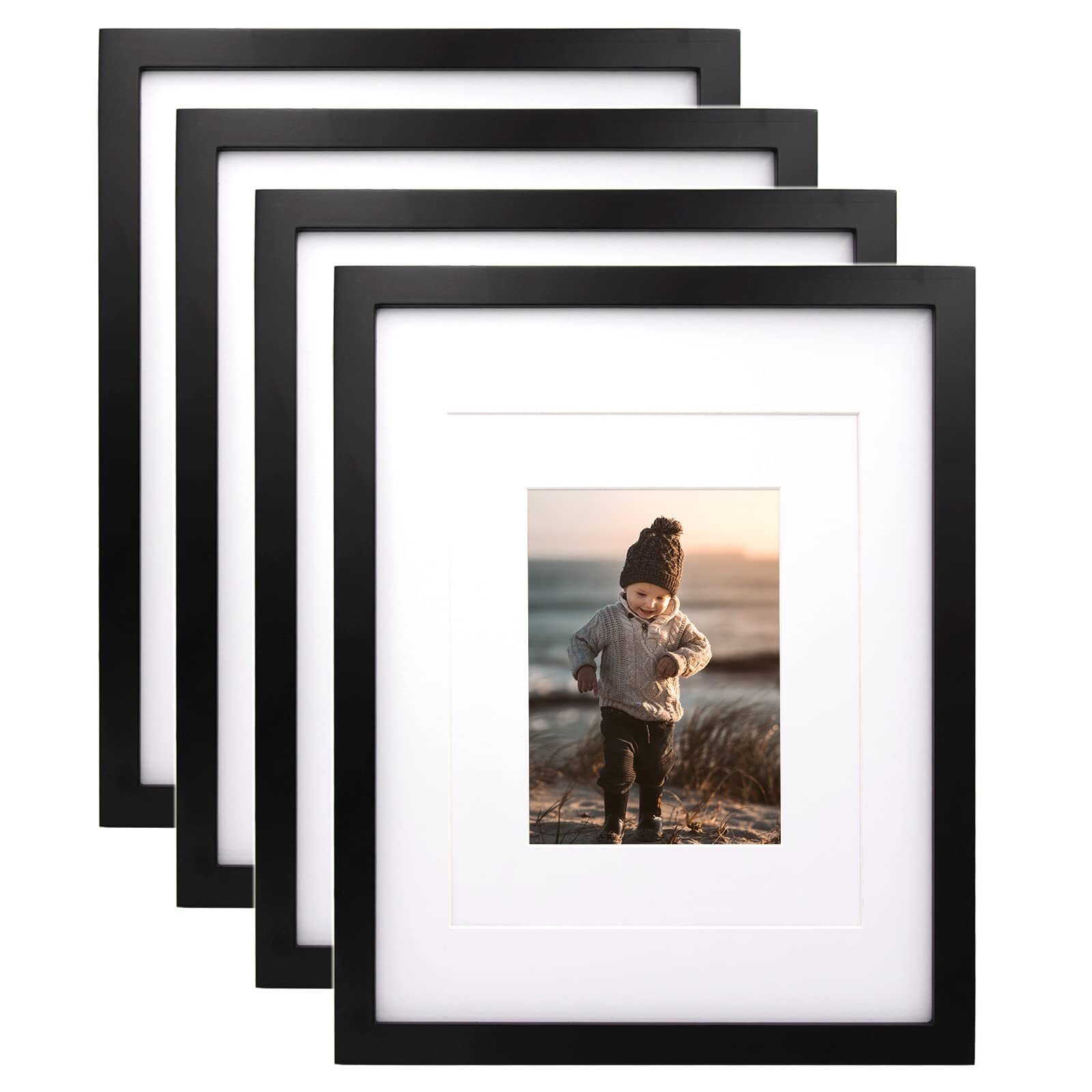 11x14 Picture Frames Black, Wood Frames with Acrylic Plexiglass for Pictures ...-image