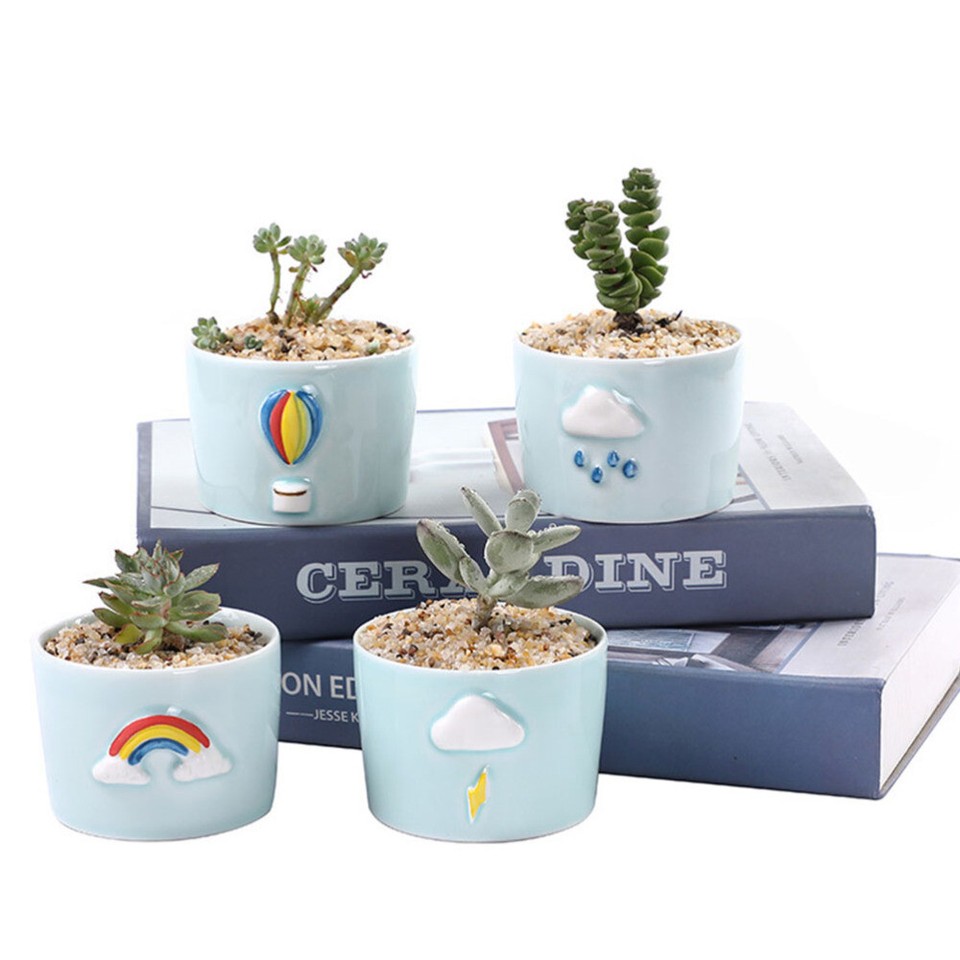 Small Ceramic Flowerpot Cartoon Gardening Indoor Plant Pots eBay