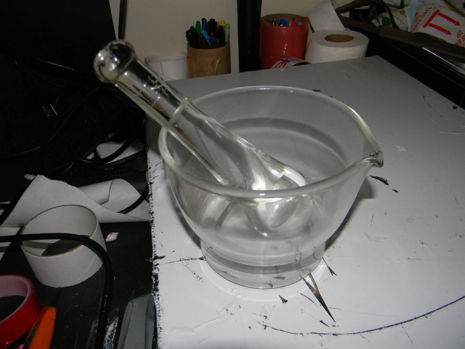 Cole Parmer 34500-57 Mortar & Pestle Set, glass, 455 mL, 120 mm OD