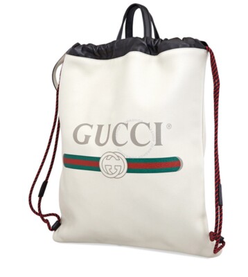 GUCCI Printed Logo Leather Backpack White Pre-loved Logo Printed Backpack - £795 main image 2