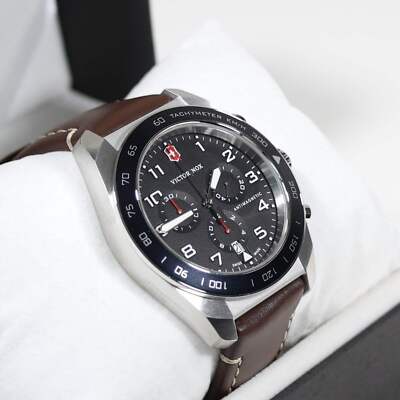 Victorinox Swiss Army Chrono Men's Black Dial Leather Strap Watch