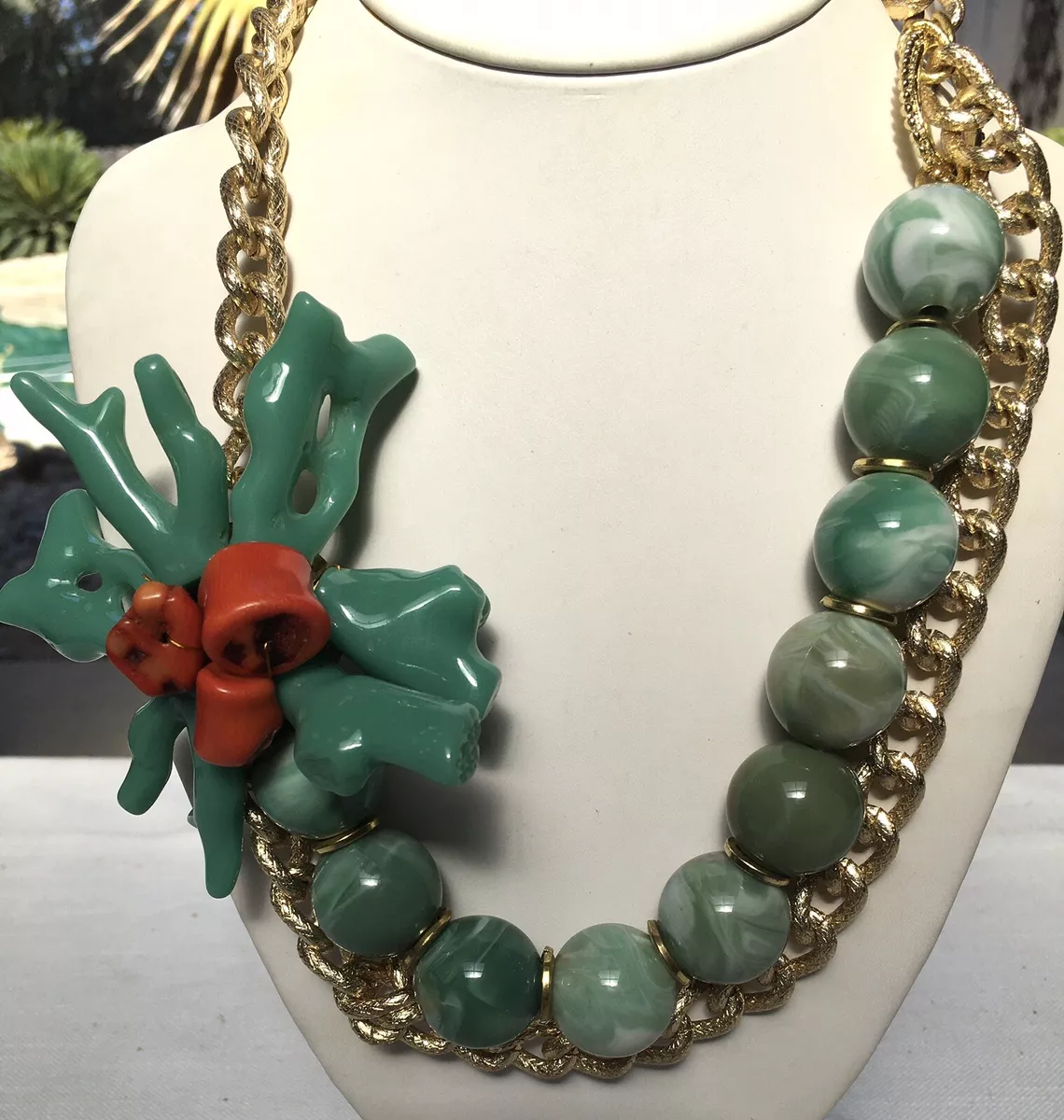 Green Fat Pearl Bead Chunky Jewelry Necklace Set Shiny | eBay