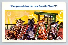 Comic Postkarte: Katzen auf Liegestühlen. Do...