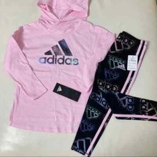 Adidas cute pink hoodie leggings rainbow colors set 4033