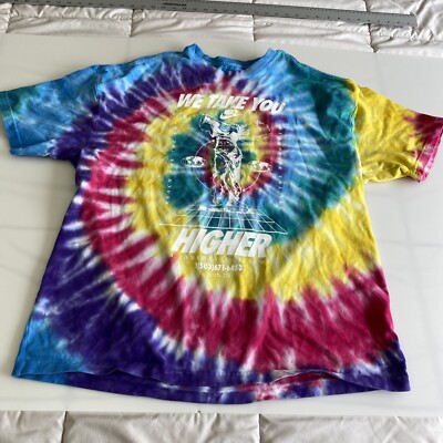 NIKE VIBE TIE DYE LOOSE OVERSIZED FIT HIGHER TEE MULTI-COLOR sz L