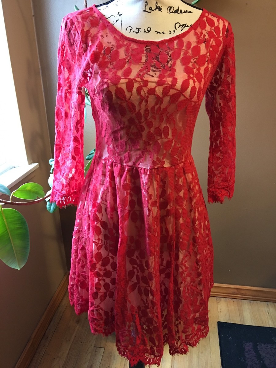 red floral free people dress Free People floral print strap detail tiered maxi dress in pink and red