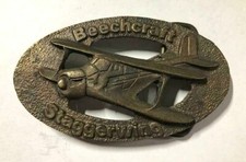 Vintage Beechcraft Staggerwing Belt Buckle Solid Brass - Old Mission Metals