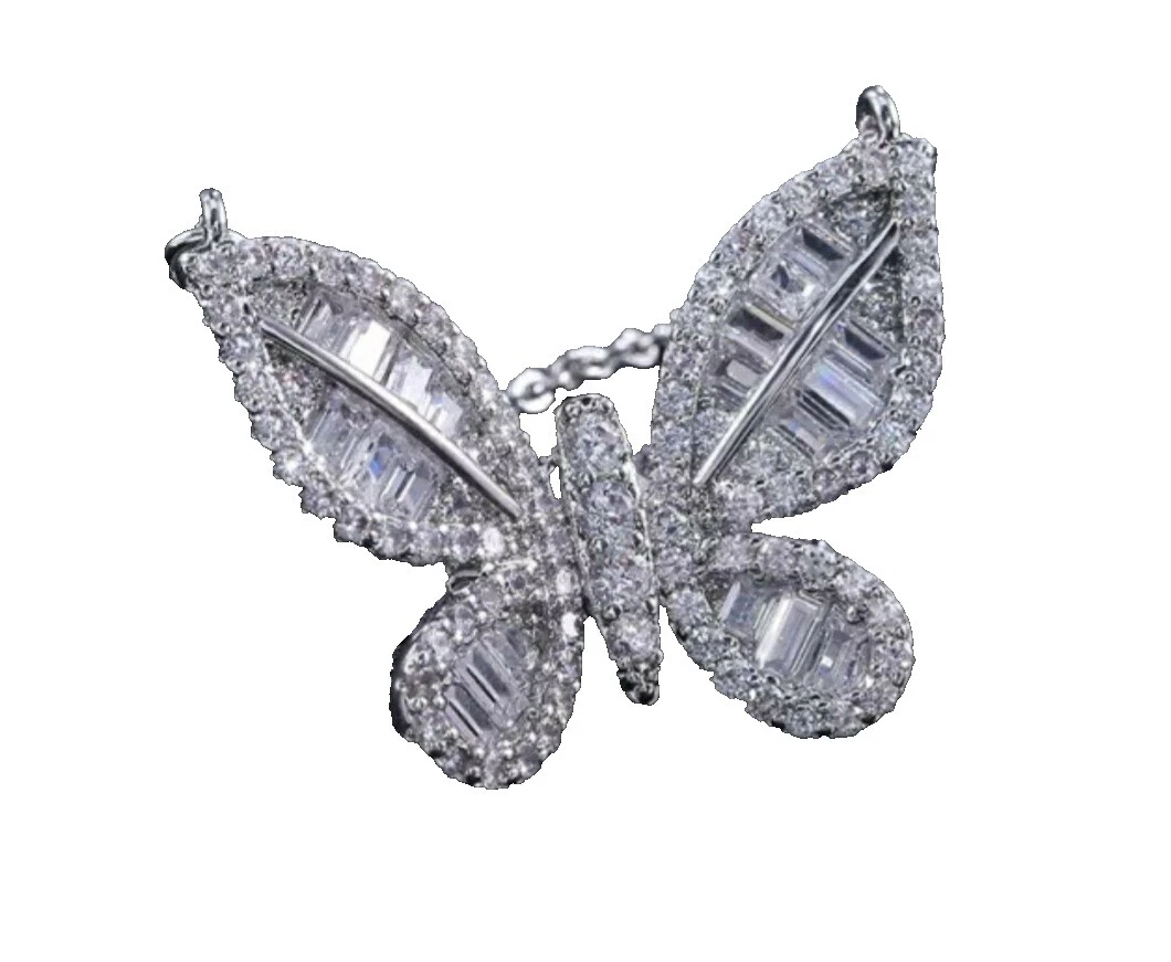Joyería de Moda Butterfly Cubic Zirconia rodio