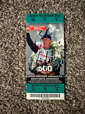 2005 Indy 500 Bobby Rahal Signed Ticket Stub Indianapolis 2004 Buddy Rice Winner