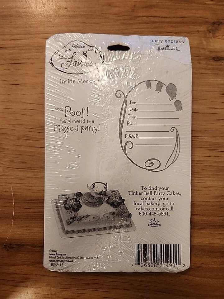 Disney Hallmark Tinker Bell Pixie Dust Birthday Party Invitations Set Of 8 NIP - Image 2 of 2