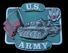 DETAILED UNITED STATES ARMY BELT BUCKLE VINTAGE 1982 US MADE NICE COLORS