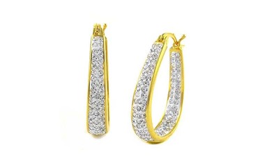 Women's 18Kt Gold Plated Austrian Crystal Inside Outside Hoop