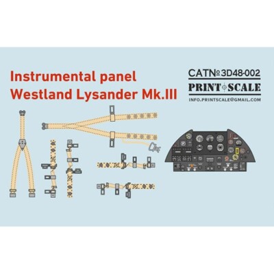 Print Scale 3D48-002 3D Decal for airplane 1:48 panel Westland Lysander Mk.III