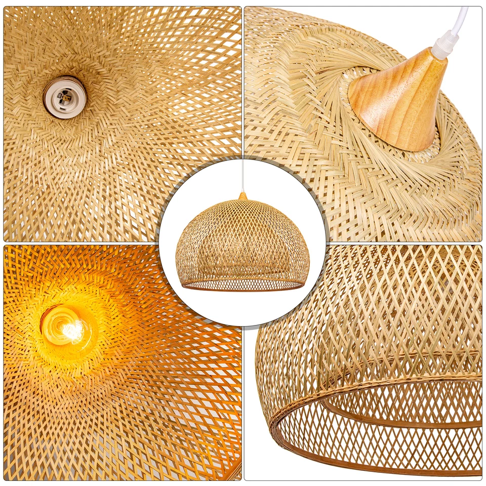 Woven Rattan Lamp Pendant Light Shade Light Bamboo Fixtures for Bedroom Bar USA - Image 4 of 4