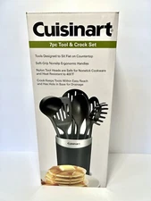 Cuisinart 7pc Kitchen Utensil Tools Set with Storage Crock, Black
