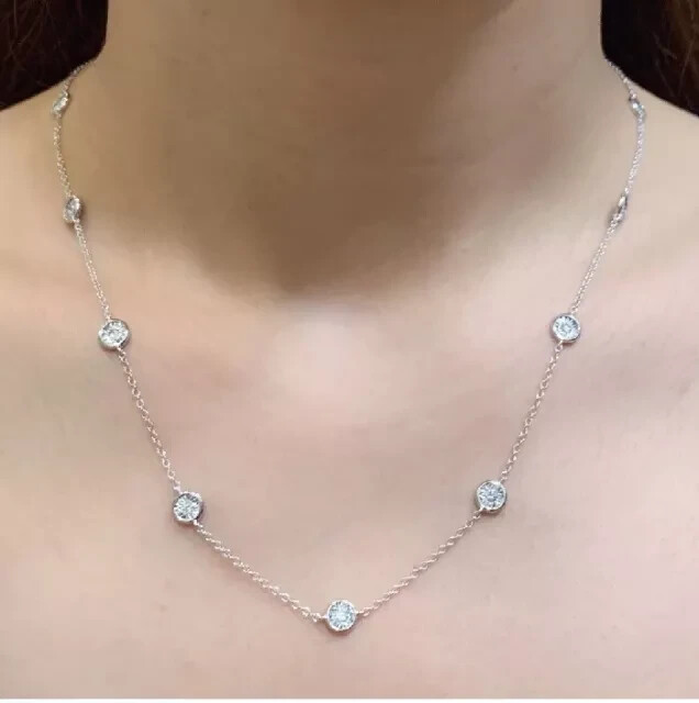 4CT Round Cut Lab-Created Diamond Bezel Women's Necklace 14K White Gold Plated