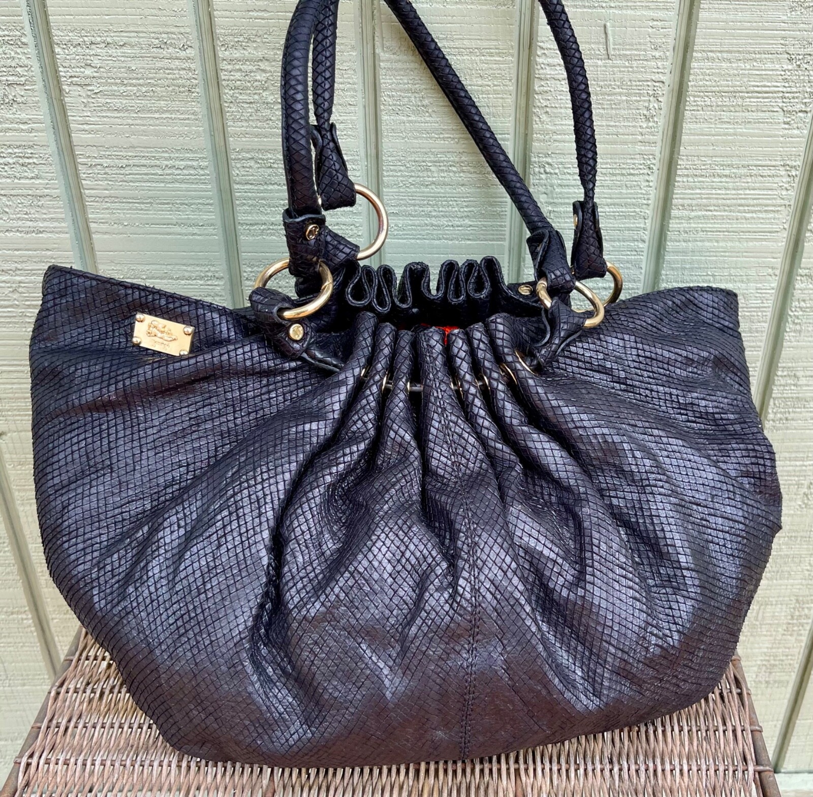 Jenrigo Italian Black Python Embossed Italian Lea… - image 5