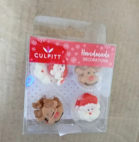Culpitt Santa  Rudolph Sugar Pipings Edible Royal Icing Cake Cupcake Toppers New