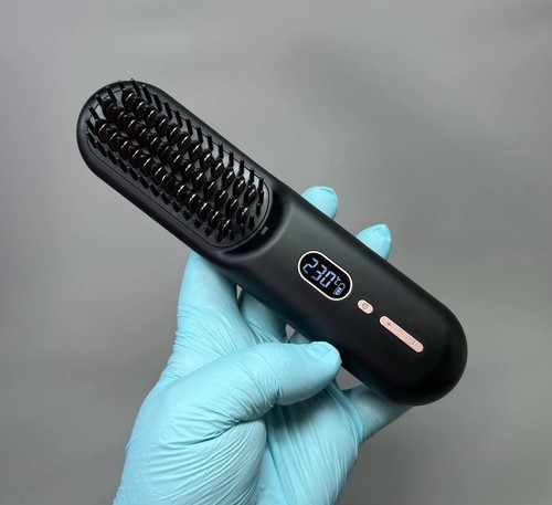 Akku Haarglätter Bürste Kamm Pro Negative Ionic Glättung Beheizt Styler