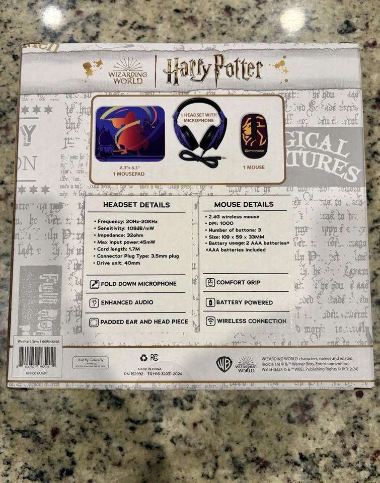 Warner Bros Harry Potter Headset Tech Bundle Headset w/Mic Wireless Mouse + Pad - Image 2 of 4