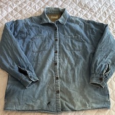 Vintage Wrangler Sherpa Lined Collared Shirt Jacket Blue XL Button Logo