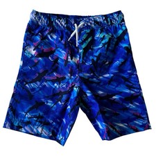 Lands  End Kids Boys Blue Shark Mesh Lining Swim Trunks Size XS 4-5 