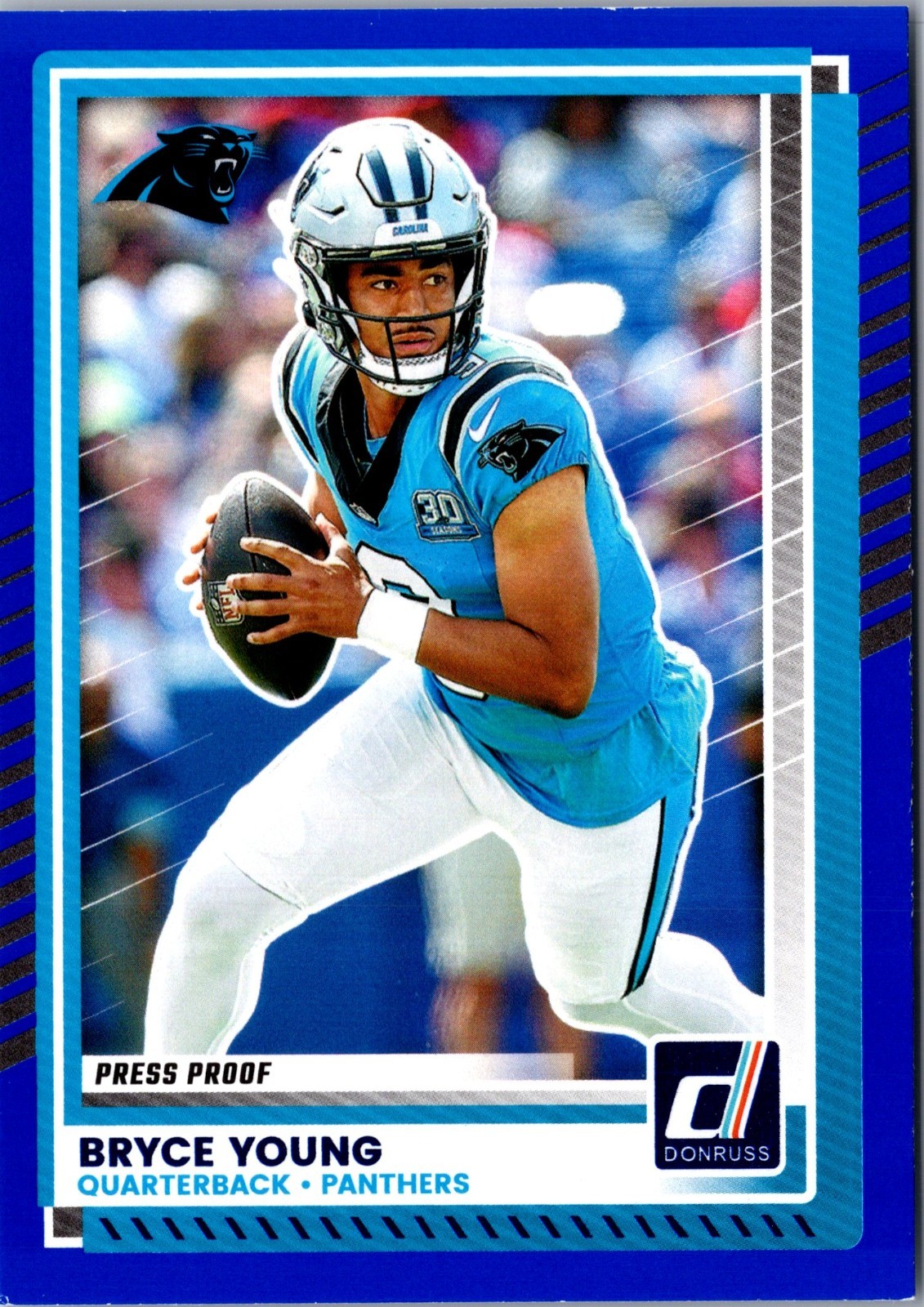 2025 Panini Donruss - Bryce Young #196 Blue Press Proof Carolina Panthers