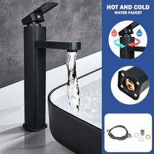 Modern Bathroom High Rise Countertop Basin-Sink Mixer Tap Tall Taps Faucet Black