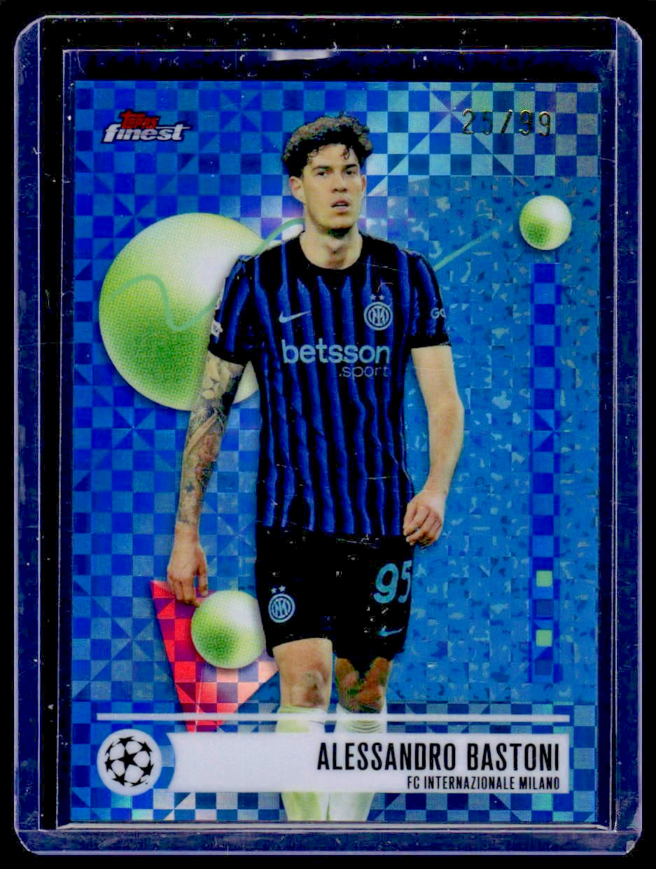 2025-26 Finest UEFA Alessandro Bastoni #89 Inter Milan Blue Checkerboard /99