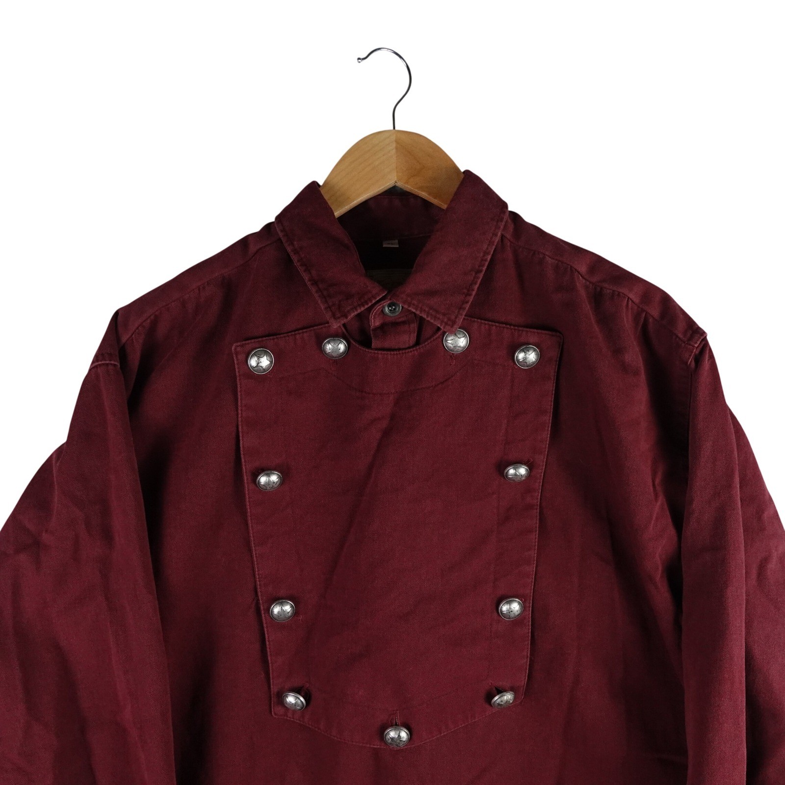 Wah Maker Frontier Clothing Mens XL Bib Front Shirt Burgundy Western Star Button