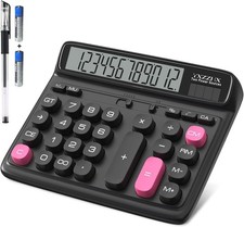 Desktop Calculator with Extra Large 5-Inch LCD Display, 12-Digit Two Way Power S