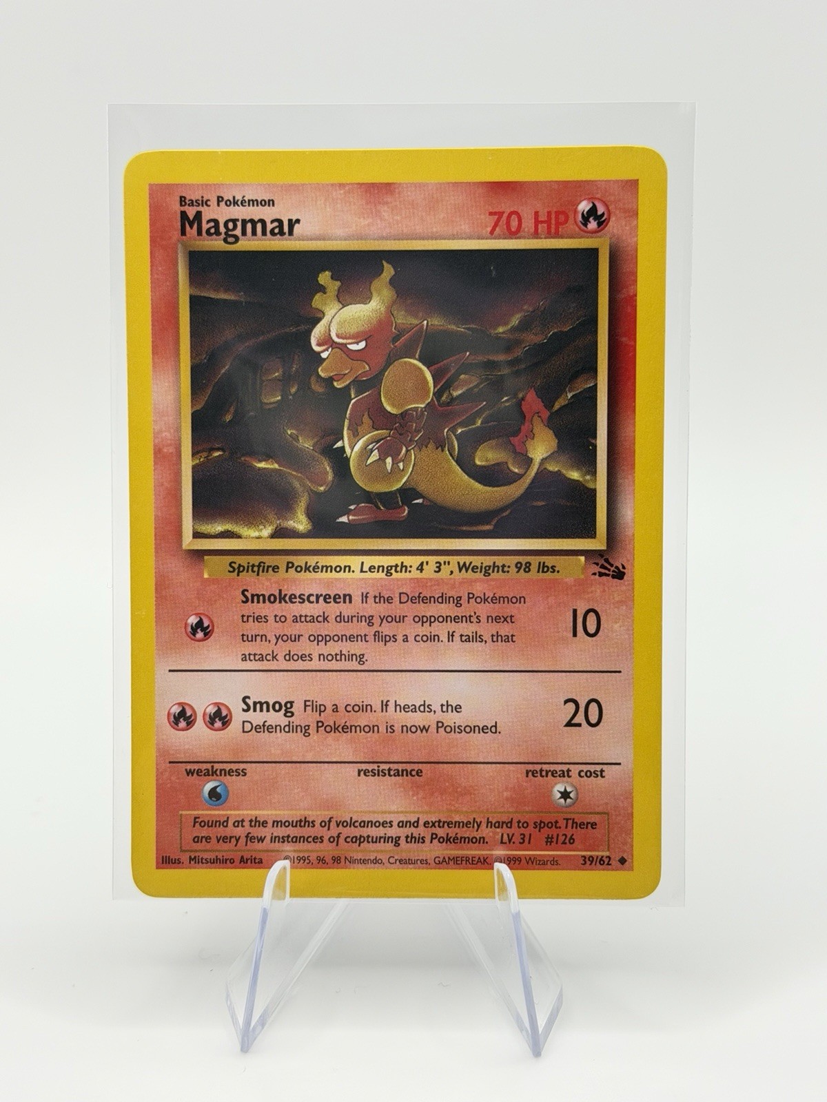 Magmar 39/62 1999 Pokemon Fossil Base Set Non-Holo Rare Vintage Card